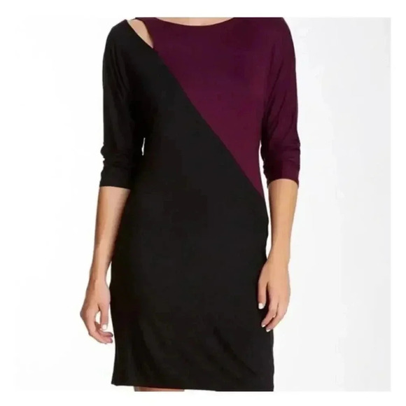 Trina Turk Lola Colorblock Purple and Black Cut out Dress 4 - Picture 1 of 10